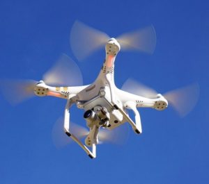 DJI Phantom Drone in blue sky